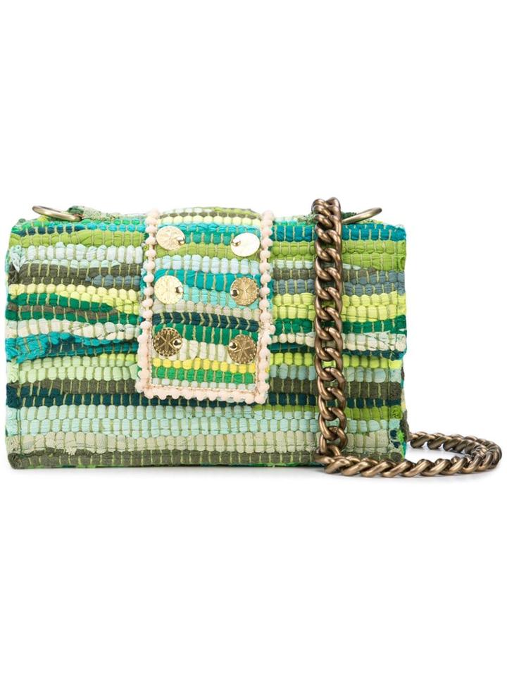 Kooreloo Pompom Embellished Shoulder Bag - Green