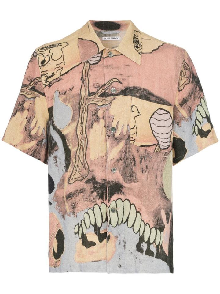 Our Legacy Boxy Fit Short-sleeved Linen Shirt - Multicoloured