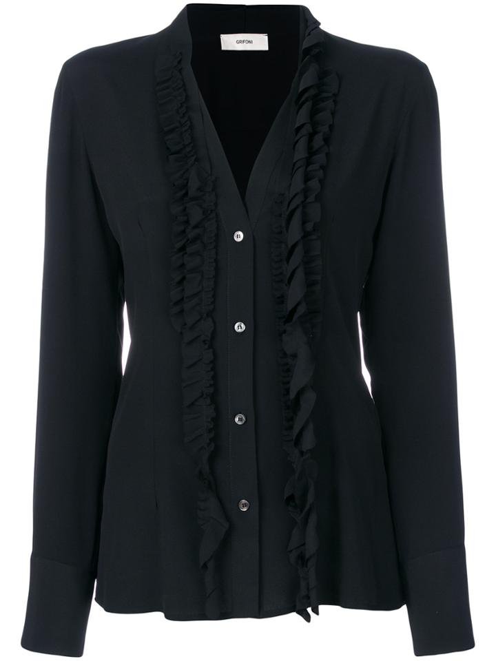 Mauro Grifoni Ruffle Detail Blouse - Black