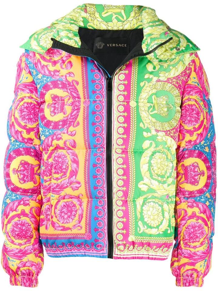 Versace Baroque Puffer Jacket - Green