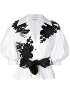 Marchesa Floral Brocade Blouse - White