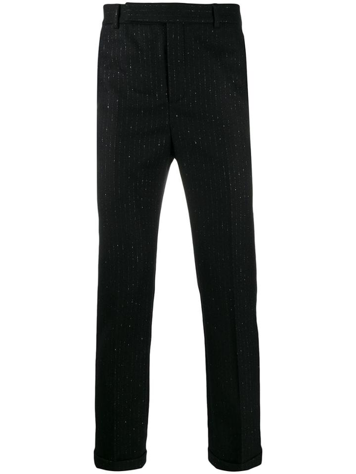 Saint Laurent Metallic Pinstripe Tailored Trousers - Black