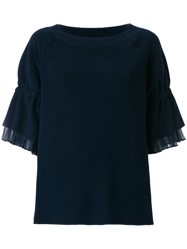 Sacai Ruffle-sleeved Jumper - Blue