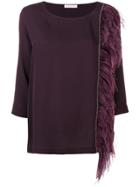 Fabiana Filippi Feather-trimmed Blouse - Pink & Purple
