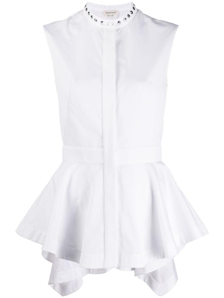 Alexander Mcqueen Studded Collar Peplum Shirt - White