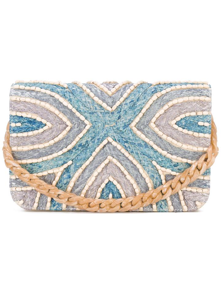 Serpui - Patterned Shoulder Bag - Women - Polyester/straw - One Size, Nude/neutrals, Polyester/straw
