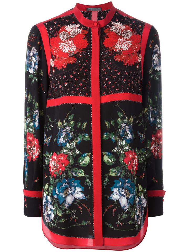 Alexander Mcqueen - Floral Pattern Blouse - Women - Silk - 40, Women's, Black, Silk