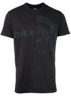 Diesel Logo Print T-shirt, Men's, Size: Large, Black, Cotton