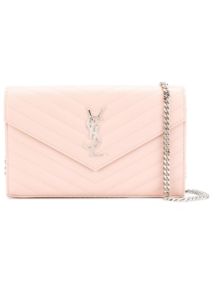 Saint Laurent Monogram Chain Wallet - Pink & Purple