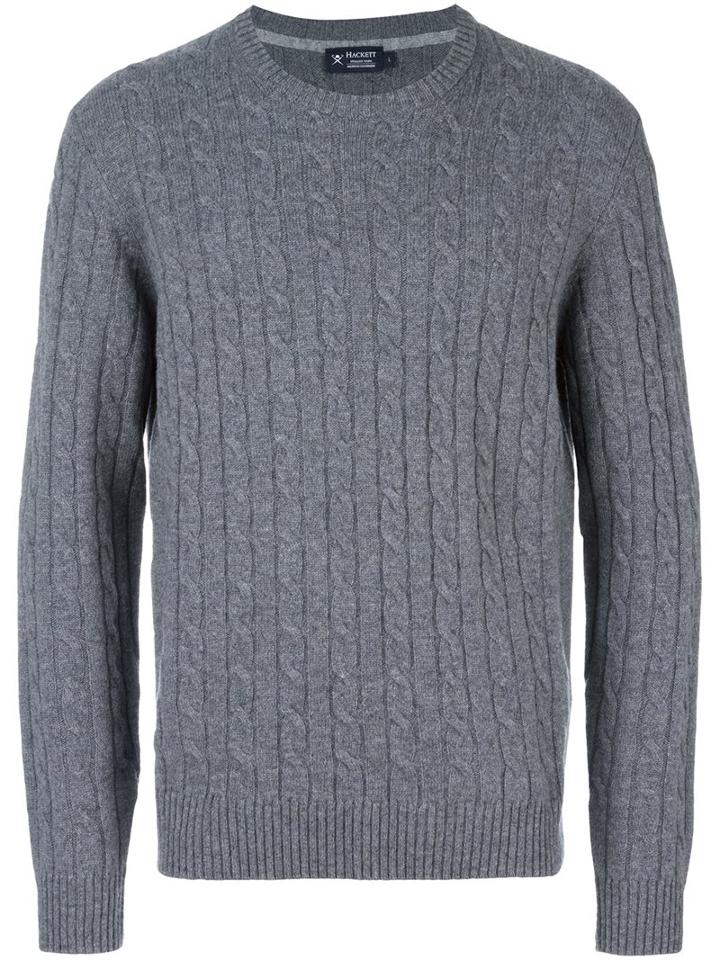 Hackett Cable Knit Jumper, Men's, Size: Xxl, Grey, Cashmere/wool