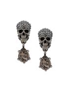 Alexander Mcqueen Skull Embellished Earrings - Silver