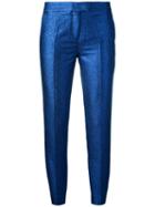 Christian Pellizzari Metallic Tailored Trousers, Women's, Size: 40, Blue, Polyester/acetate/cotton