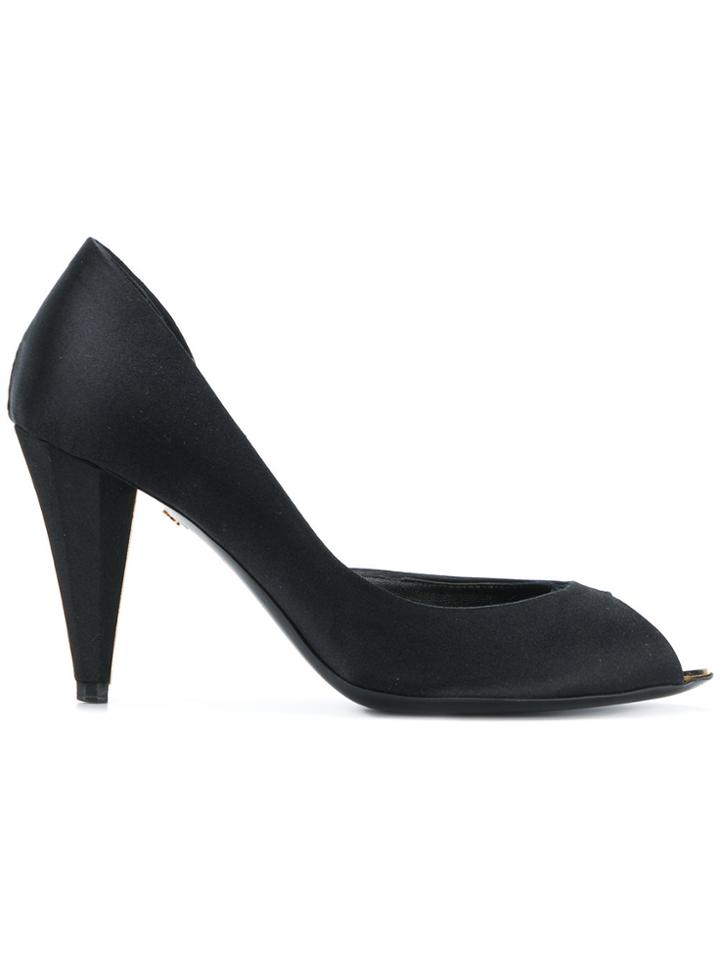 Chanel Vintage Peep Toe Pumps - Black