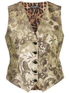 Dolce & Gabbana Brocade And Leopard Print Waistcoat - Gold