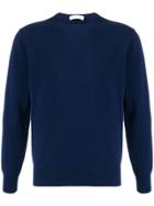Cruciani Long Sleeved Ribbed Knit Sweater - Blue