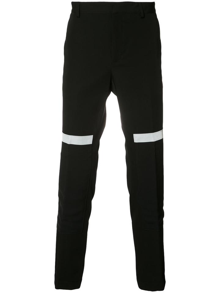 Lanvin Contrast Tailored Trousers, Men's, Size: 48, Black, Wool/rayon/polyester