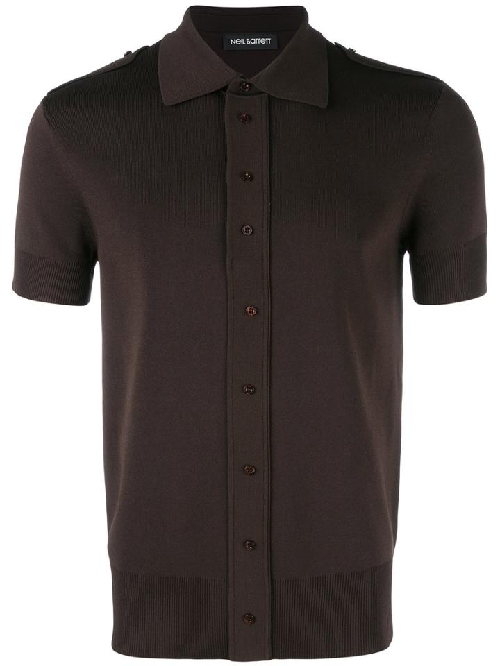 Neil Barrett - Short-sleeve Shirt - Men - Nylon/viscose - Xs, Brown, Nylon/viscose