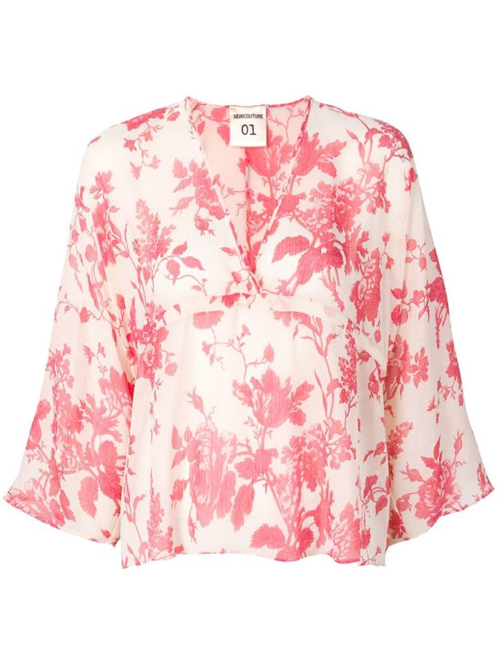 Semicouture Floral Printed Blouse - Red