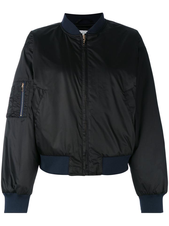 Ganni - Bomber Jacket - Women - Polyester - 38, Women's, Black, Polyester