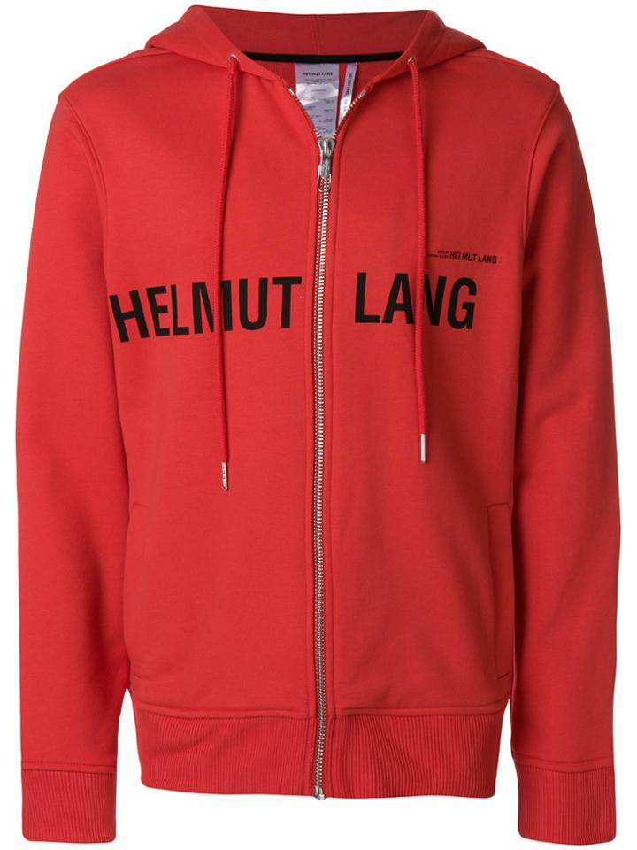 Helmut Lang Zipped Logo Hoodie - Red