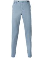Pt01 Off Centre Button Chinos, Men's, Size: 48, Blue, Cotton/spandex/elastane