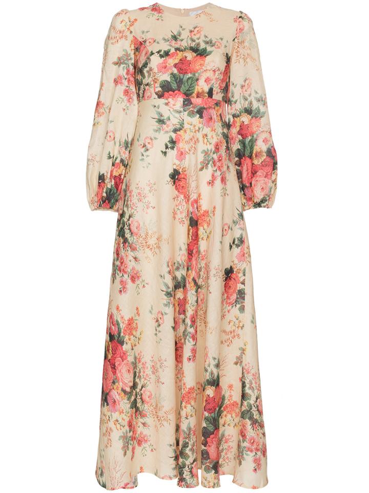 Zimmermann Laeila Floral Print Cotton Dress - Nude & Neutrals