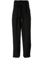 Marcelo Burlon County Of Milan Belted Trousers, Women's, Size: 38, Black, Cotton/polyamide/spandex/elastane/virgin Wool