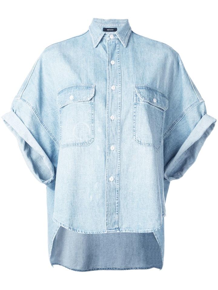Rta High Low Denim Shirt - Blue