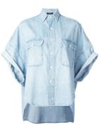 Rta High Low Denim Shirt - Blue