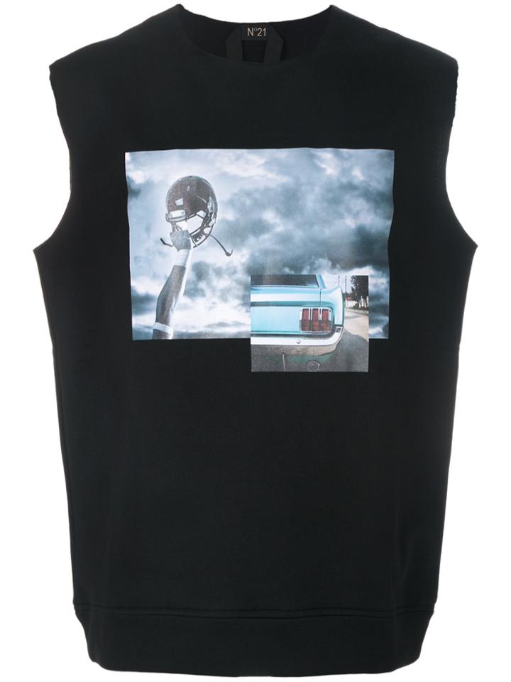 No21 Photo Print Sleeveless T-shirt - Black