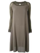 Kristensen Du Nord Paneled Flared T-shirt Dress, Women's, Size: 1, Green, Silk/spandex/elastane