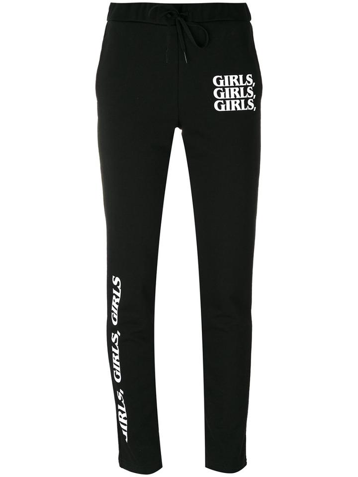 Brashy - Slogan Printed Track Trousers - Women - Cotton - S, Black, Cotton