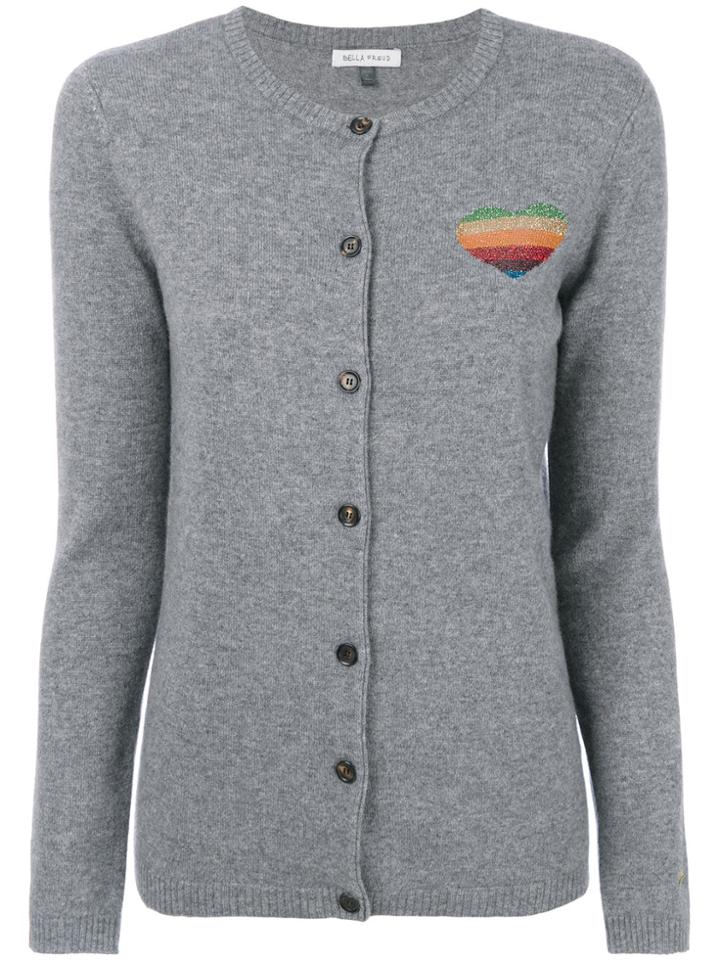 Bella Freud Metallic Rainbow Heart Cardigan - Grey