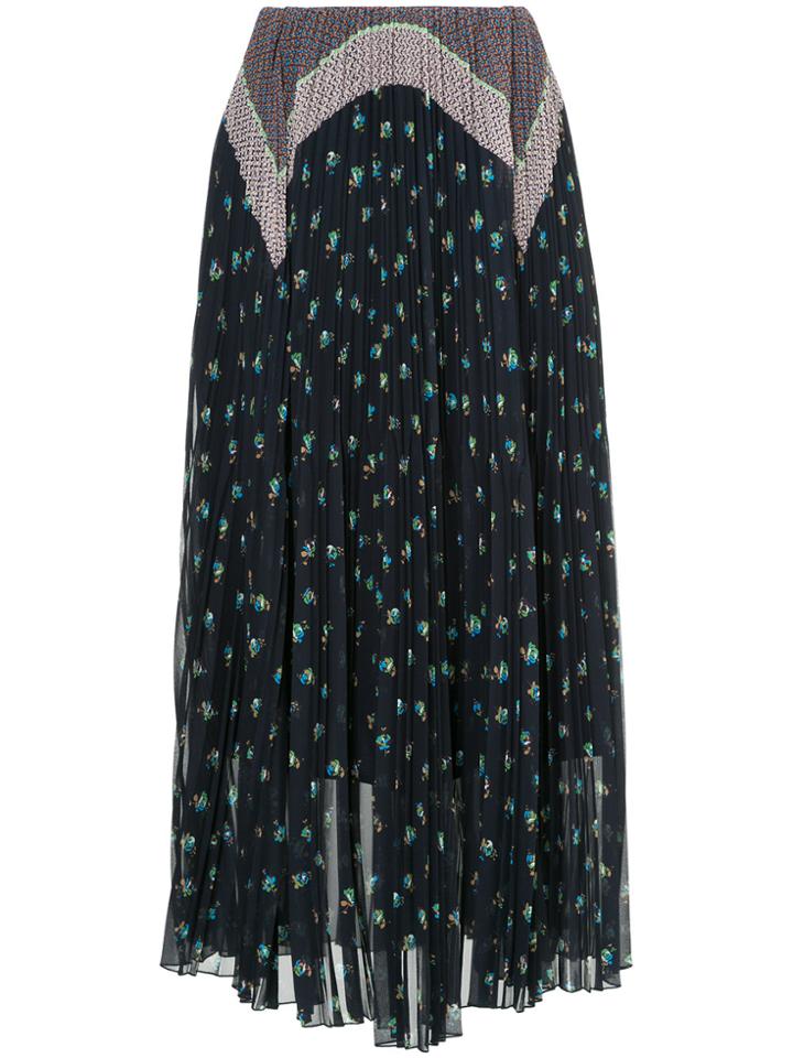 Astraet Printed Pleated Skirt - Blue