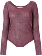 A.f.vandevorst Scoop Neck Glitter T-shirt - Pink & Purple