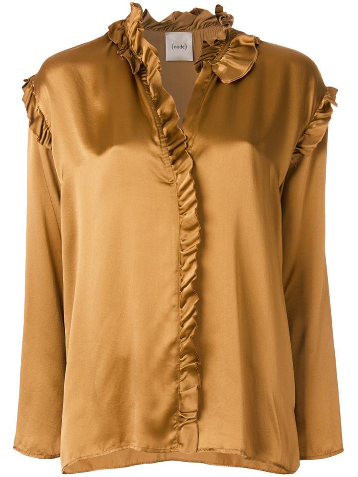 Nude Frill Trim Blouse - Nude & Neutrals