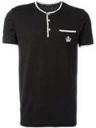 Dolce & Gabbana Crown Henley T-shirt, Men's, Size: 50, Black, Silk/cotton