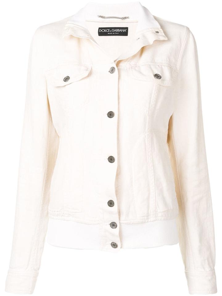 Dolce & Gabbana Vintage 1990's Ribbed Neck Denim Jacket - Neutrals