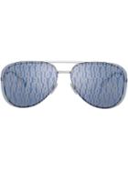 Giorgio Armani All Over Logo Aviator Sunglasses - Silver