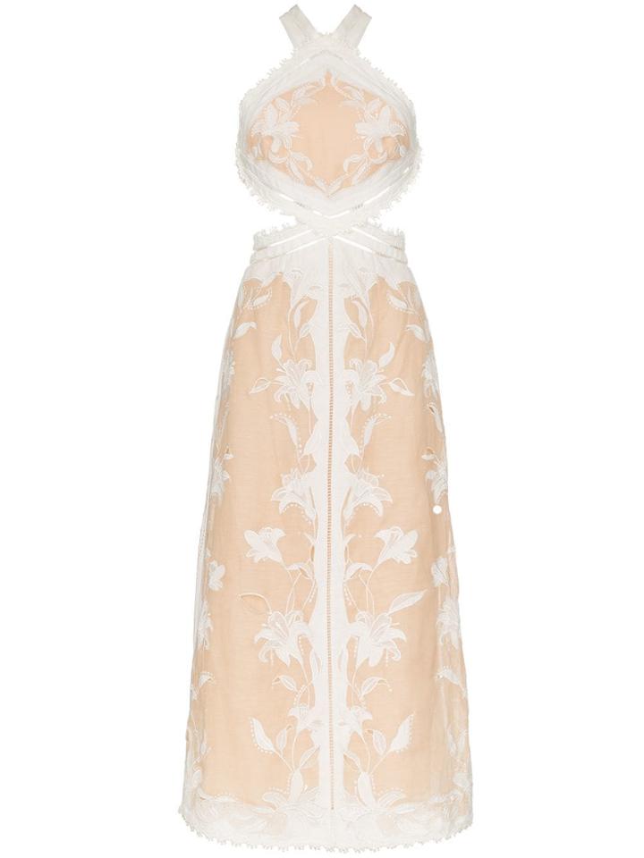 Zimmermann Corsage Lily Racerback Halterneck Dress - Neutrals