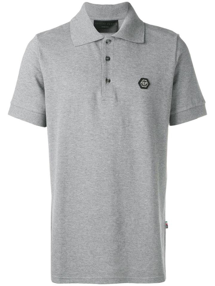 Philipp Plein Skull Print Polo Shirt - Grey