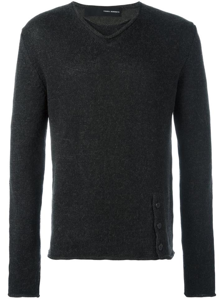 Isabel Benenato Button Detail Jumper, Men's, Size: Medium, Green, Linen/flax/alpaca/virgin Wool
