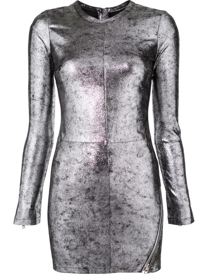 Rta Fitted Mini Dress, Women's, Size: 2, Grey, Leather