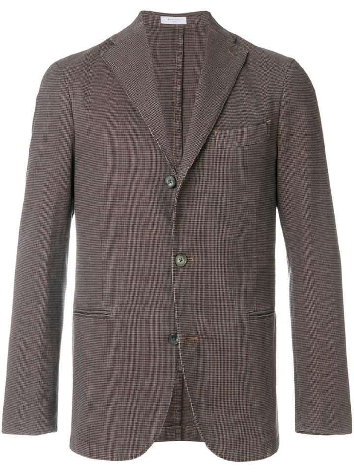 Boglioli Houndstooth Pattern Blazer - Brown