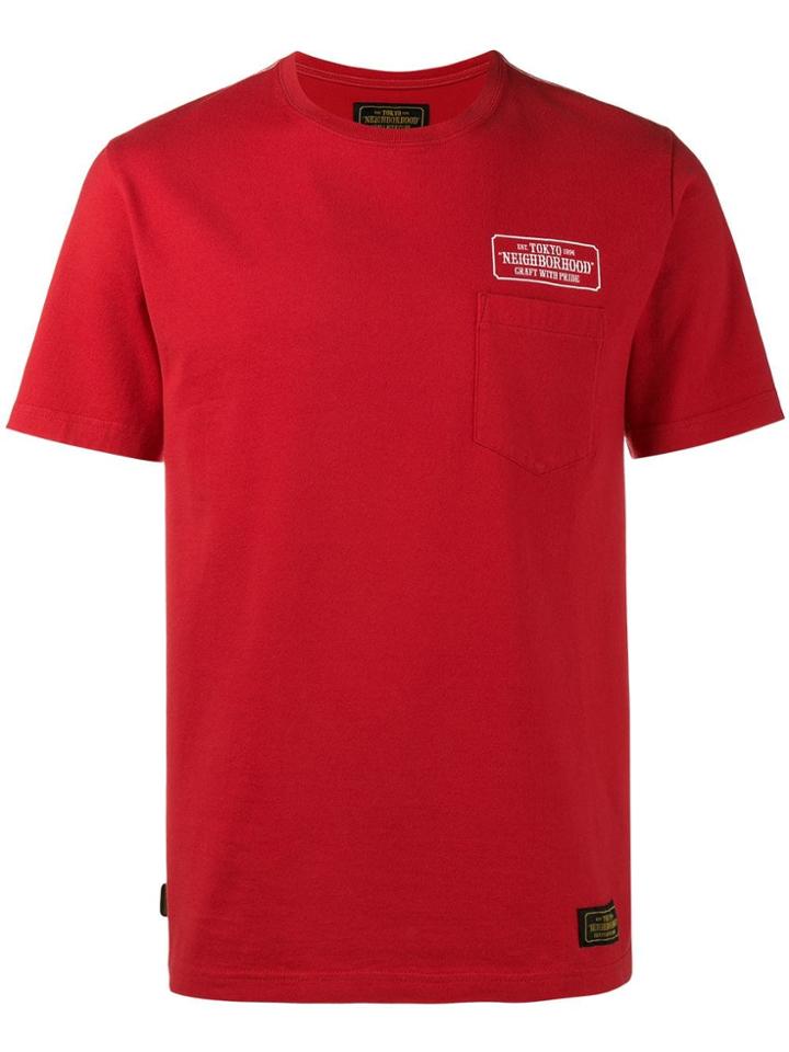 Neighborhood Logo Print Short Sleeve T-shirt - Red