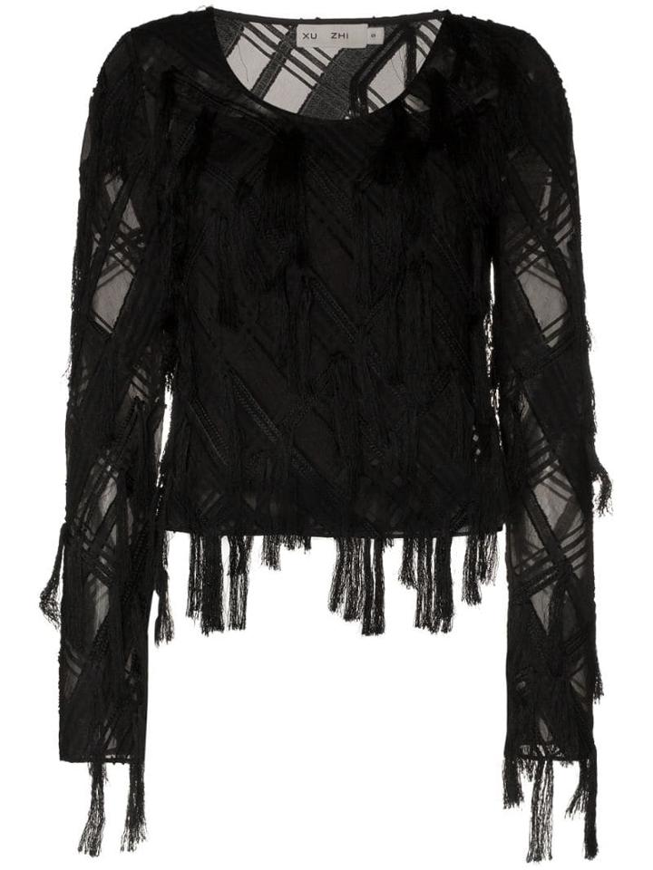 Xu Zhi Braided Fringe Top - Black