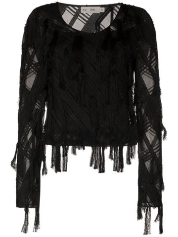 Xu Zhi Braided Fringe Top - Black