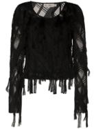 Xu Zhi Braided Fringe Top - Black