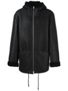 Yeezy Hooded Leather Coat, Adult Unisex, Size: Medium, Black, Sheep Skin/shearling/lamb Skin