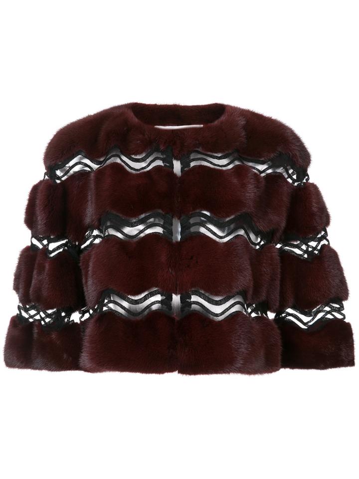 Carolina Herrera Fur Bolero Jacket - Red